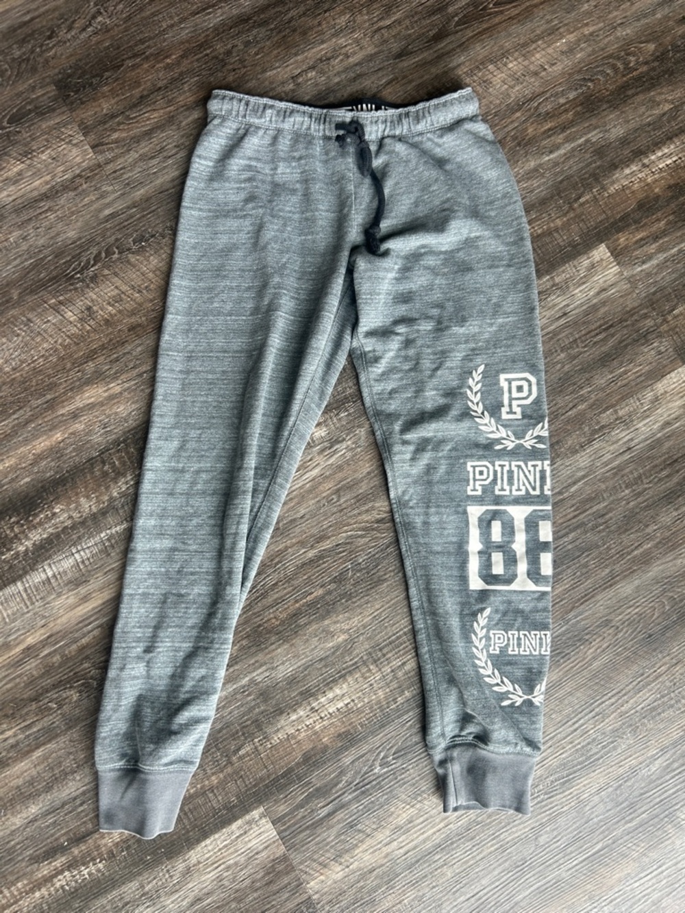 PINK Victoria's Secret Heather Gray Logo Jogger Pants
